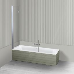 Oltens Lykke Sela zestaw wanna prostokątna 170x75 cm akrylowa biała z parawanem nawannowym 115 cm 2-częściowy chrom 18014000