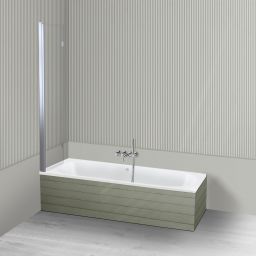 Oltens Lykke Sela zestaw wanna prostokątna 180x80 cm akrylowa biała z parawanem nawannowym 115 cm 2-częściowy chrom 18015000