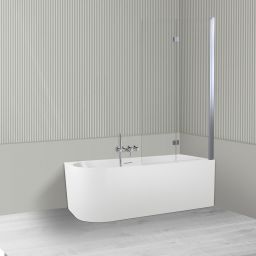 Oltens Delva Sela zestaw wanna wolnostojąca narożna 150x75 cm akrylowa prawa biała z parawanem nawannowym 115 cm 2-częściowy chrom 18017000