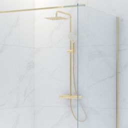 Oltens Atran (S) zestaw prysznicowy termostatyczny z deszczownicą złoty połysk 36501800