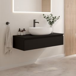 Oltens Vernal szafka 100 cm podumywalkowa wisząca czarny mat 60011300