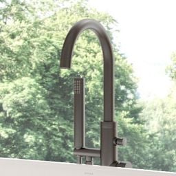 Oltens Molle bateria wannowo-prysznicowa kompletna wolnostojąca grafit 34300400