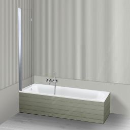 Oltens Lykke Sela zestaw wanna prostokątna 170x75 cm akrylowa biała z parawanem nawannowym 115 cm 2-częściowy chrom 18013000