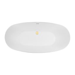 Zestaw Oltens Ebba wanna wolnostojąca 170x80 cm owalna z pokrywą korka biały połysk/złoty połysk (12012000, 09002800)