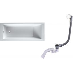 Zestaw Oltens Langfoss wanna prostokątna 160x70 cm z kompletem odpływowo-przelewowym Oster (10003000, 03001100)