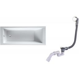 Zestaw Oltens Langfoss wanna prostokątna 150x70 cm z kompletem odpływowo-przelewowym Oster (10002000, 03001100)