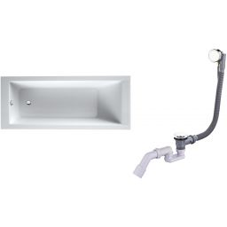 Zestaw Oltens Langfoss wanna prostokątna 140x70 cm z kompletem odpływowo-przelewowym Oster (10001000, 03001100)