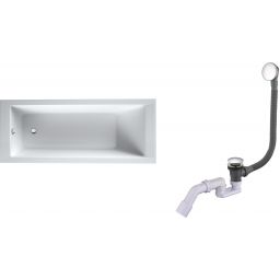 Zestaw Oltens Langfoss wanna prostokątna 160x70 cm z kompletem odpływowo-przelewowym Fusa (10003000, 03002100)