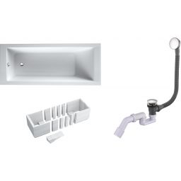 Zestaw Oltens Langfoss wanna prostokątna 160x70 cm z syfonem Fusa i nośnikiem Schedpol Stabilsound LED (10003000, 03002100, 1028LED)