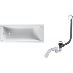 Zestaw Oltens Langfoss wanna prostokątna 170x75 cm z kompletem odpływowo-przelewowym Fusa (10005000, 03002100)