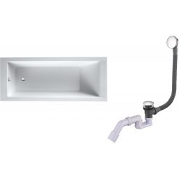 Zestaw Oltens Langfoss wanna prostokątna 170x70 cm z kompletem odpływowo-przelewowym Fusa (10004000, 03002100)