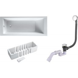 Zestaw Oltens Langfoss wanna prostokątna 170x70 cm z syfonem Fusa i nośnikiem Schedpol Stabilsound LED (10004000, 03002100, 1028LED)