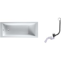 Zestaw Oltens Langfoss wanna prostokątna 150x70 cm z kompletem odpływowo-przelewowym Fusa (10002000, 03002100)