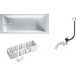 Zestaw Oltens Langfoss wanna prostokątna 150x70 cm z syfonem Fusa i nośnikiem Schedpol Stabilsound LED (10002000, 03002100, 1028LED)