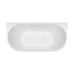 Zestaw Oltens Delva wanna przyścienna 170x80 cm owalna z pokrywą korka biały połysk (12019000, 09002000)