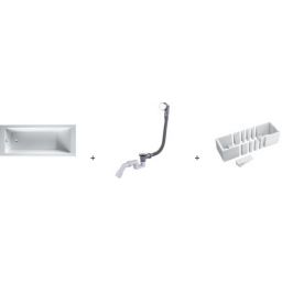 Zestaw Oltens Langfoss wanna prostokątna 160x70 cm z syfonem Oster i nośnikiem Schedpol Stabilsound LED (10003000, 03001100, 1028LED)