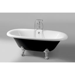 Polysan Regata wanna wolnostojąca 175x85 cm owalna czarno-biała z łapami chrom mat 10251