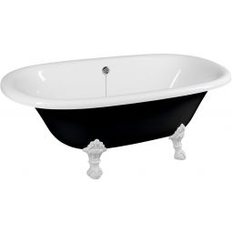 Polysan Regata wanna wolnostojąca 175x85 cm owalna czarno-biała z łapami białymi 10261