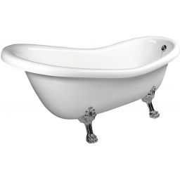 Polysan Retro wanna wolnostojąca 158x73 cm owalna biała z łapami chrom mat 37122