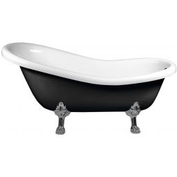 Polysan Retro wanna wolnostojąca 158x73 cm owalna czarno-biała z łapami chrom mat 72970