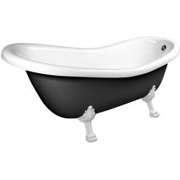 Polysan Retro wanna wolnostojąca 158x73 cm owalna czarno-biała z łapami białymi 72971