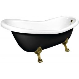 Polysan Retro wanna wolnostojąca 158x73 cm owalna czarno-biała z łapami brąz 72972