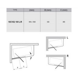 Ravak 10° 10CVS2-100 L parawan nawannowy 2-częściowy lewy satyna/szkło przezroczyste 7QLA0U03Z1