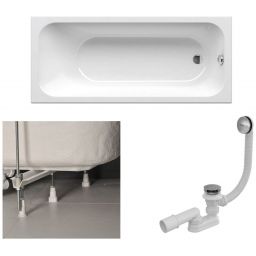 Ravak Chrome Slim wanna prostokątna 150x70 cm z syfonem i stelażem (C721300000, X01377, GPX2240015)