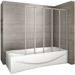Rea Idea parawan nawannowy 120 cm 5-częściowy chrom połysk/szkło przezroczyste REA-W0850