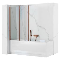 Rea Agat parawan nawannowy 120 cm 3-częściowy miedź szczotkowany/szkło przezroczyste REA-W5697