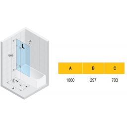 Riho Scandic NXT X109 parawan nawannowy 100 cm 2-częściowy lewy czarny mat/szkło przezroczyste G001149121