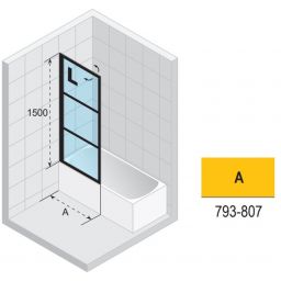 Riho Grid parawan nawannowy 80 cm 1-częściowy czarny mat/szkło przezroczyste G004047121