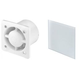 Awenta System+ Silent 100 wentylator ścienno-sufitowy z panelem ozdobnym białe szkło (KWS100, PTG100)