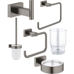 Grohe Essentials Cube zestaw akcesoriów łazienkowych brushed hard graphite (40511AL1, 40507AL1, 40508AL1, 40372001, 40513AL1, 40510AL1)