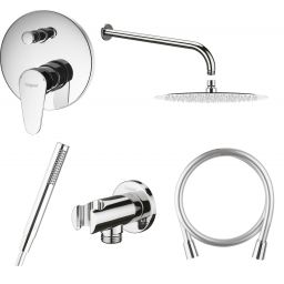 Zestaw Hagser Della bateria podtynkowa z deszczownicą 30 cm Mila i kompletem prysznicowym Mia chrom HGR22000036