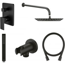Zestaw Hagser Ulva bateria podtynkowa z deszczownicą 30 cm Ella i kompletem prysznicowym Lea czarny mat HGR25000036