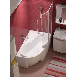 Zestaw wanna Ravak Rosa 95 prawa ze stelażem i kompletem odpływowo-przelewowym Viega (C561000000, GPX2240140, 61684PL)