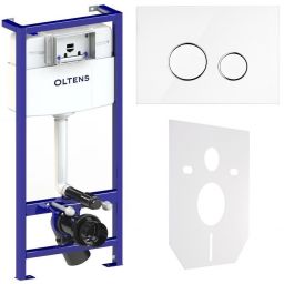 Oltens Triberg stelaż podtynkowy do WC z przyciskiem spłukującym szklanym Lule chrom/biały (50001000, 57201000, 49301000)