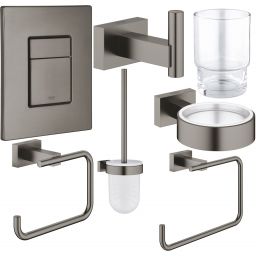 Zestaw Grohe Skate Cosmopolitan przycisk spłukujący z zestawem akcesoriów Essentials Cube brushed hard graphite (38732AL0, 40511AL1, 40507AL1, 40508AL1, 40372001, 40513AL1, 40510AL1)