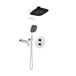 Oltens Katla zestaw bateria wannowo-prysznicowa podtynkowa z deszczownicą Vann (S) i słuchawką 3-funkcyjną Havis EasyClick (S) chrom 36066100