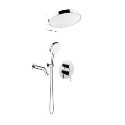 Oltens Rann zestaw bateria wannowo-prysznicowa podtynkowa z deszczownicą Regna i słuchawką 3-funkcyjną Luva EasyClick chrom 36075100