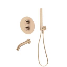 Zestaw Oltens Katla zestaw wannowo-prysznicowy podtynkowy termostatyczny miedź szczotkowana 36610610