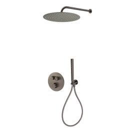 Zestaw Oltens Onega bateria podtynkowa termostatyczna z deszczownicą 30 cm Vindel i kompletem prysznicowym Ume grafit 36617400