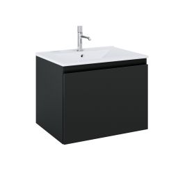 Oltens Vernal umywalka z szafką 60 cm biały połysk/czarny mat 68012300