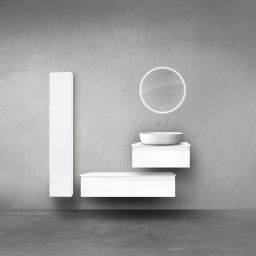 Oltens Vernal zestaw szafek podumywalkowych z blatami 60 i 100 cm i szafką boczną 35 cm biały połysk 68695000