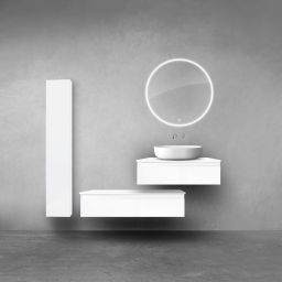 Oltens Vernal zestaw szafek podumywalkowych z blatem 80 i 100 cm i szafką boczną 35 cm biały połysk 68696000