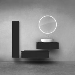 Oltens Vernal zestaw szafek podumywalkowych z blatem 80 i 100 cm i szafką boczną 35 cm czarny mat 68696300