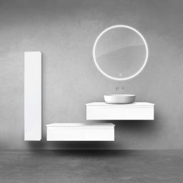 Oltens Vernal zestaw szafek podumywalkowych z blatem 2x100 cm i szafką boczną 35 cm biały połysk 68697000