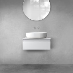 Zestaw Oltens Vernal szafka 60 cm podumywalkowa wisząca z blatem Tera szary mat/jasny marmur 68706700