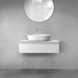 Zestaw Oltens Vernal szafka 80 cm podumywalkowa wisząca z blatem Tera szary mat/jasny marmur 68707700